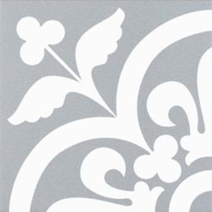 20x20 Motifs arrondis et floraux Blancs sur Gris Clair 1