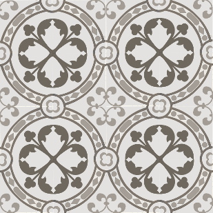 20x20 Vintage Motif : fleur Noire et 1/4 cercle Gris 2