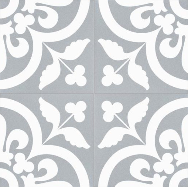 20x20 Motifs arrondis et floraux Blancs sur Gris Clair 2