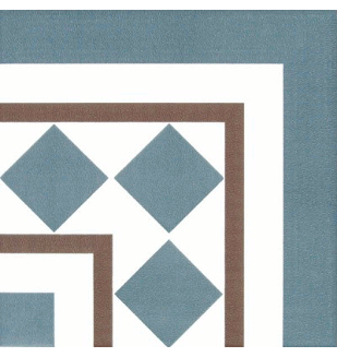 20X20 Angle Vintage Géométrique Bleu 1