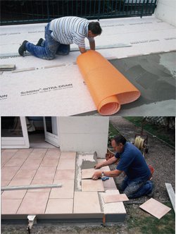 Natte Ditra Drain pour terrasse carrelée en pose collée